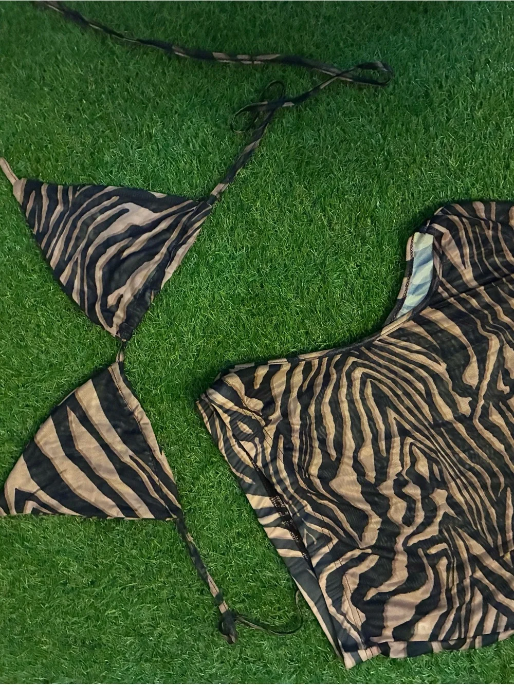 Brown Zebra Print Cutout Maxi Skirt Set